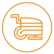 Orange circular icon showing a stylized credit card with a curved swipe motion, suggesting card payment or card reader.Orange circular icon showing a stylized credit card with a curved swipe motion, suggesting card payment or card reader.Orange circular icon showing a stylized credit card with a curved swipe motion, suggesting card payment or card reader.Orange circular icon showing a stylized credit card with a curved swipe motion, suggesting card payment or card reader.