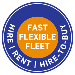 CONQUEST-FLEXIBLE FLEET ACCESS-HIRE TO BUY-MAFIA-OFFER - Conquest Circular blue badge with orange center reading 'FAST FLEXIBLE FLEET' and edge text 'HIRE • RENT • HIRE-TO-BUY' for rental options; promotional badge.Circular blue badge with orange center reading 'FAST FLEXIBLE FLEET' and edge text 'HIRE • RENT • HIRE-TO-BUY' for rental options; promotional badge.
