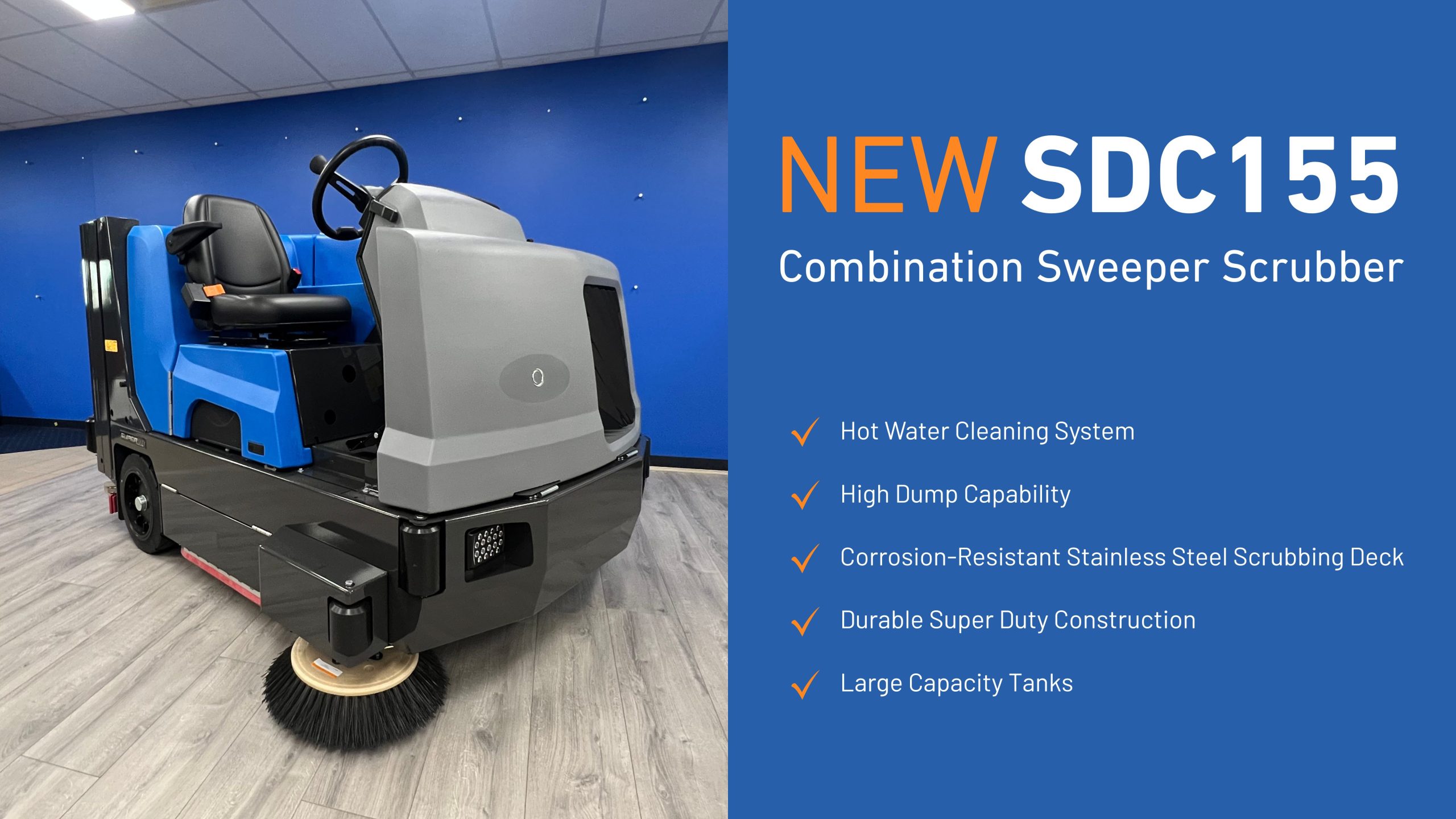 Conquest Industrial releases the new SDC155 Combination Hot Water Sweeper Scrubber