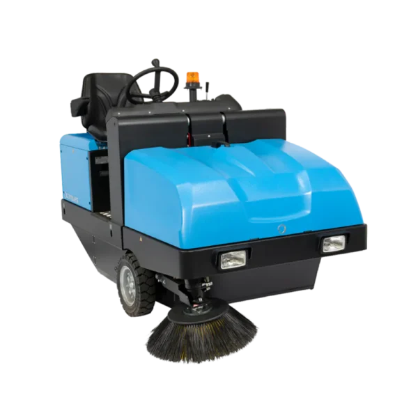 Conquest HD120 ride-on industrial sweeper for large commercial and industrial floor cleaning applications.