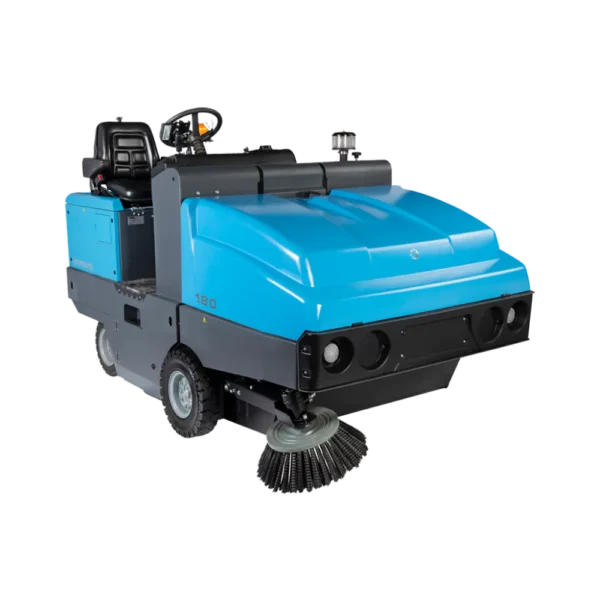 Conquest HD180 ride-on industrial sweeper with front-mounted side brush