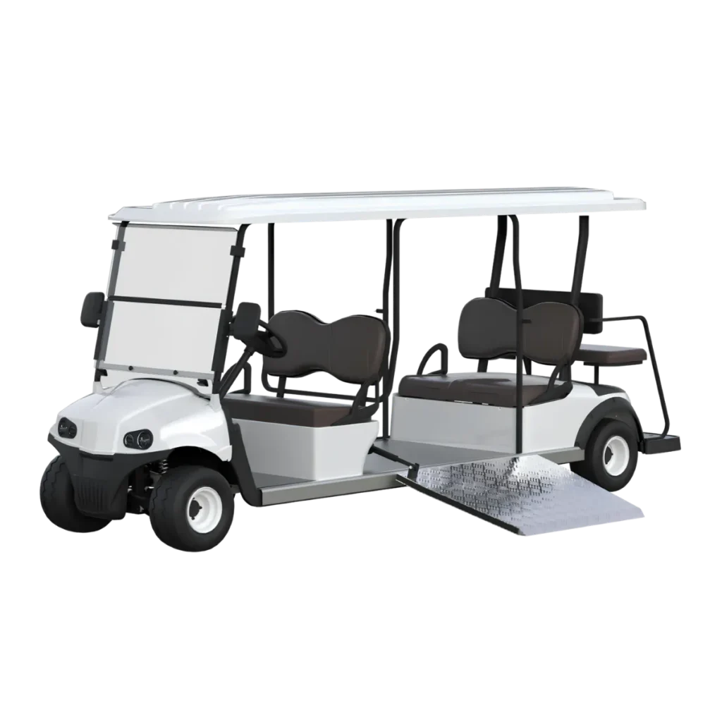 Conquest HDUV350 accessible passenger utility vehicle with wheelchair ramp for safe transport across commercial facilities