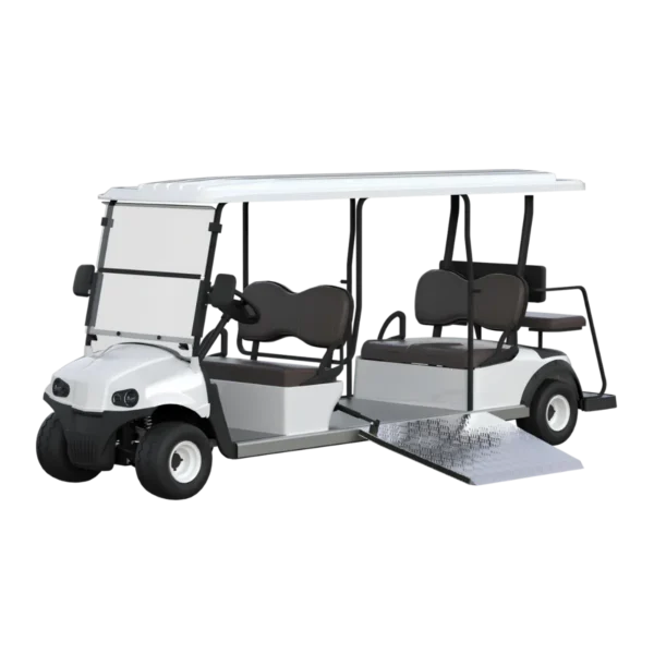 Conquest HDUV350 accessible passenger utility vehicle with wheelchair ramp for safe transport across commercial facilities