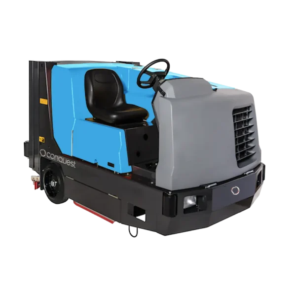 Conquest SDC155 ride-on combination sweeper scrubber for efficient one-pass sweeping and scrubbing