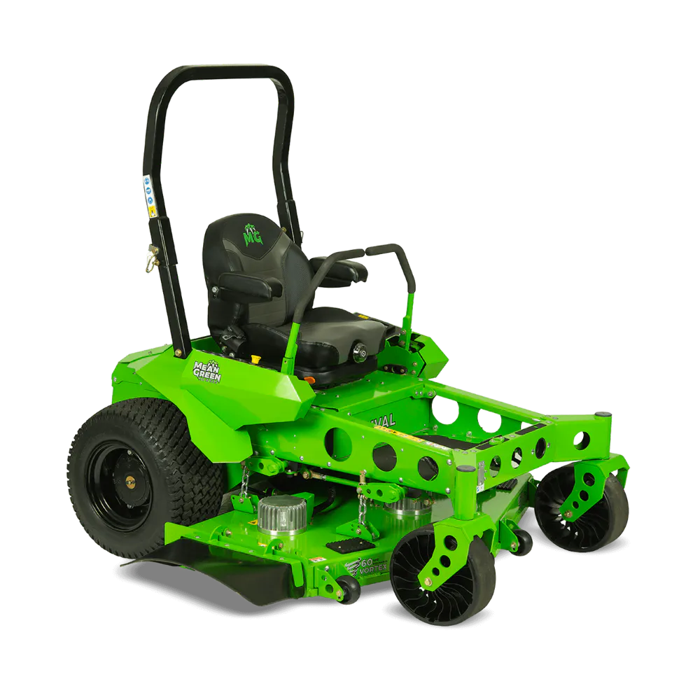 Conquest SDM60 ride-on mower shown in a three-quarter front studio view for professional commercial turf maintenance
