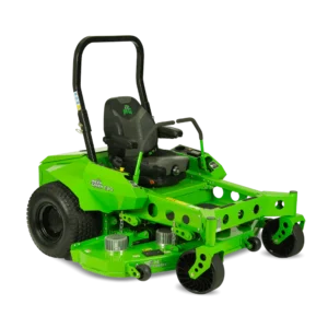 Conquest SDM74 ride-on mower shown in a three-quarter front studio view for professional commercial turf maintenance