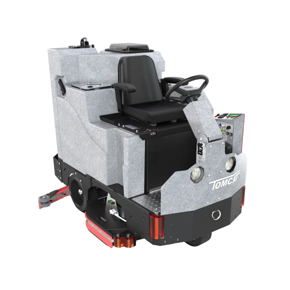 Conquest SDS115 ride-on scrubber with high-capacity tanks for efficient commercial and industrial floor cleaning
