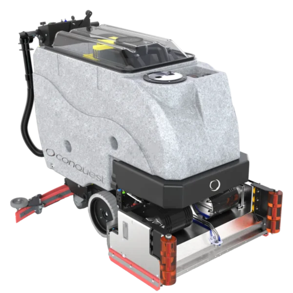 Conquest SDS70 ride-on scrubber with high-capacity tanks for efficient commercial and industrial floor cleaning