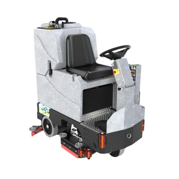 Conquest SDS85 ride-on scrubber with high-capacity tanks for efficient commercial and industrial floor cleaning