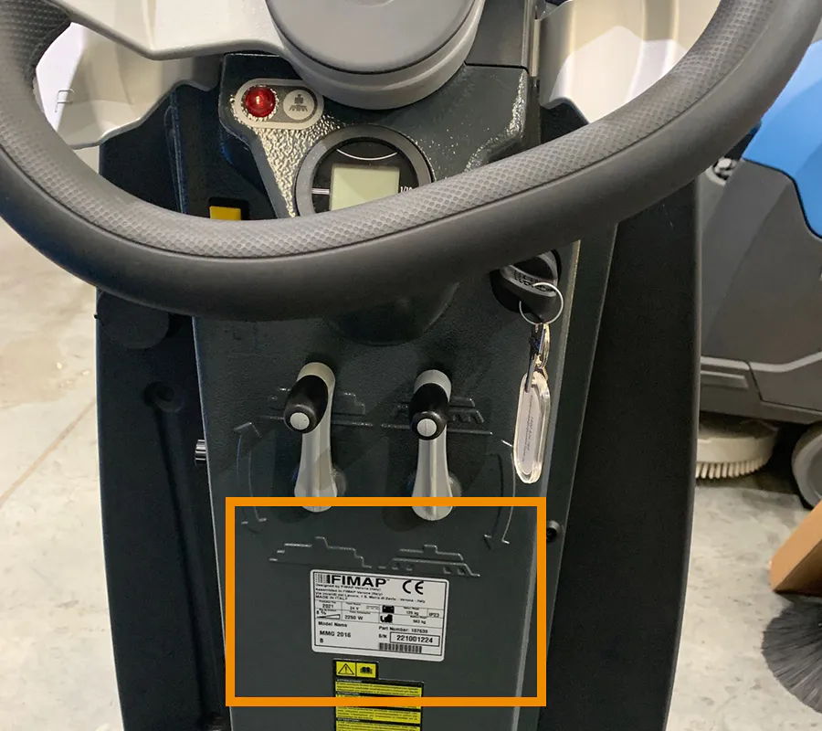 Machine Serial Number location for Ride-on Machines