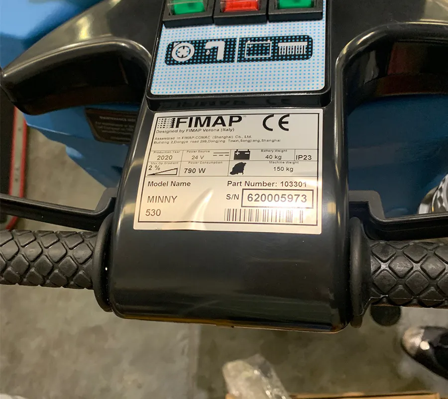 Machine Serial Number location for Walk-behind Machines