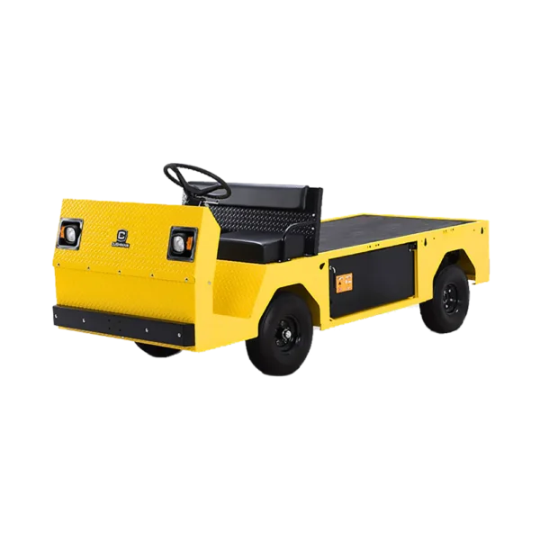 Conquest Titan XD-2 industrial vehicle shown in a three-quarter front studio view for heavy-duty material transport