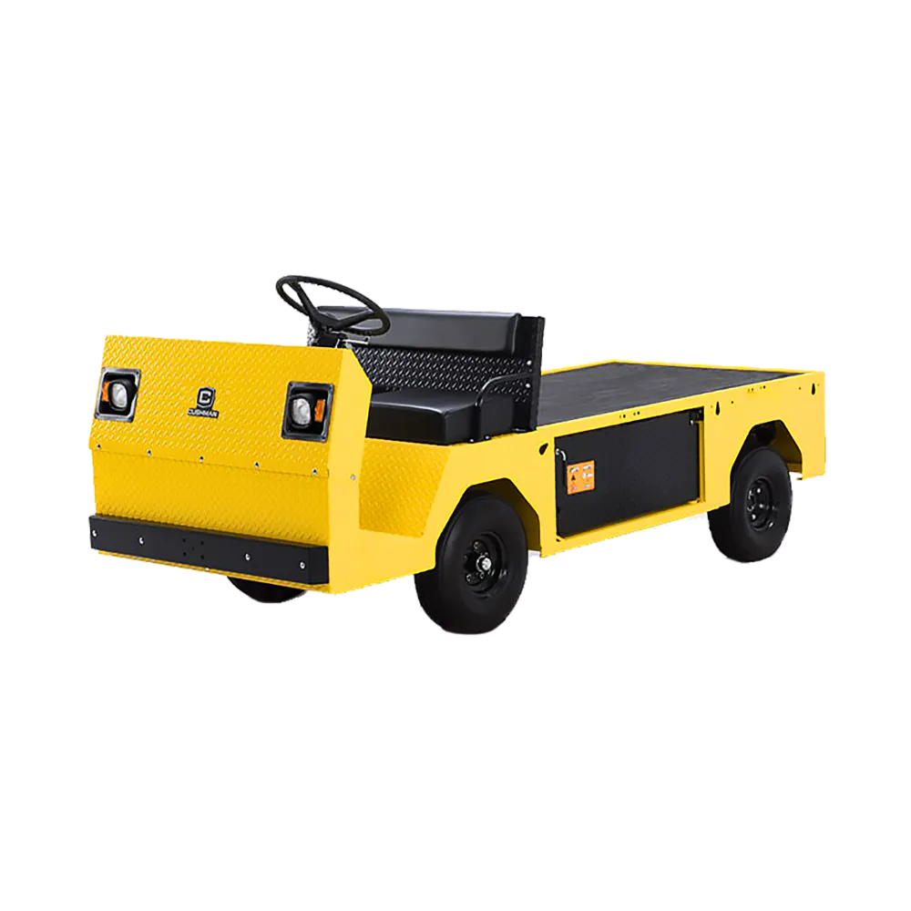 Conquest Titan XD-2 industrial vehicle shown in a three-quarter front studio view for heavy-duty material transport
